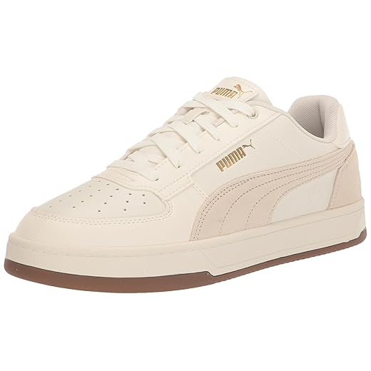PUMA Men's CAVEN 2.0 SUEDE Sneaker, Warm White-Frosted Ivory-Gold, 10.5