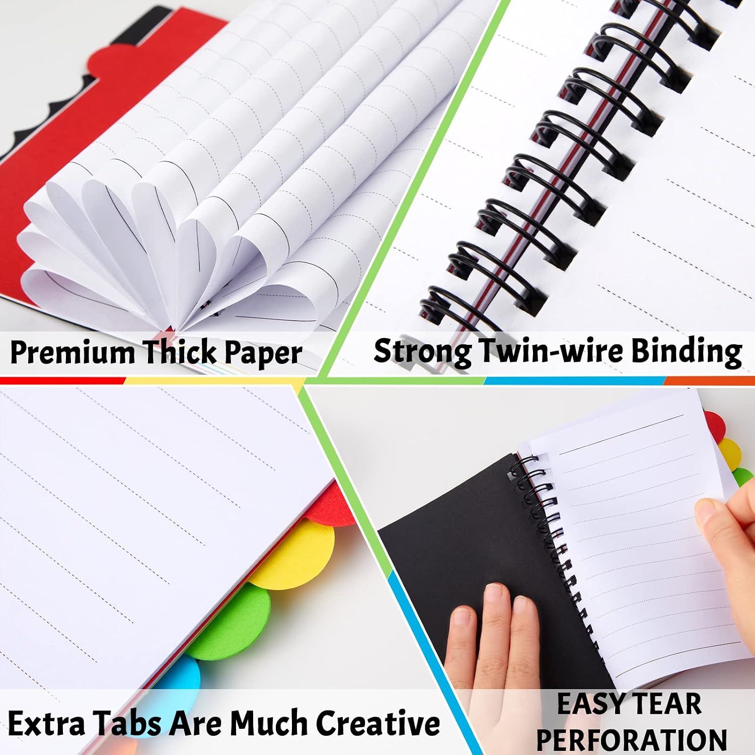 Spakon 3 Pcs Small Notebook with Dividers 5 Subject Notebook with Tabs Back to School Mini Spiral Journal for Teacher Nurse Student 5.5 x 3.5 Inches for Office College Business Gift