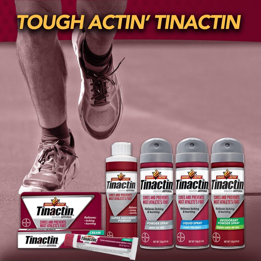 Tinactin Athlete's Foot Cream, Tolnaftate 1%, Antifungal, AF Treatment, Proven Clinically Effective on Most Athlete’s Foot and Ringworm, Cream, 1 Ounce, 30 Grams, Tube : Health & Household