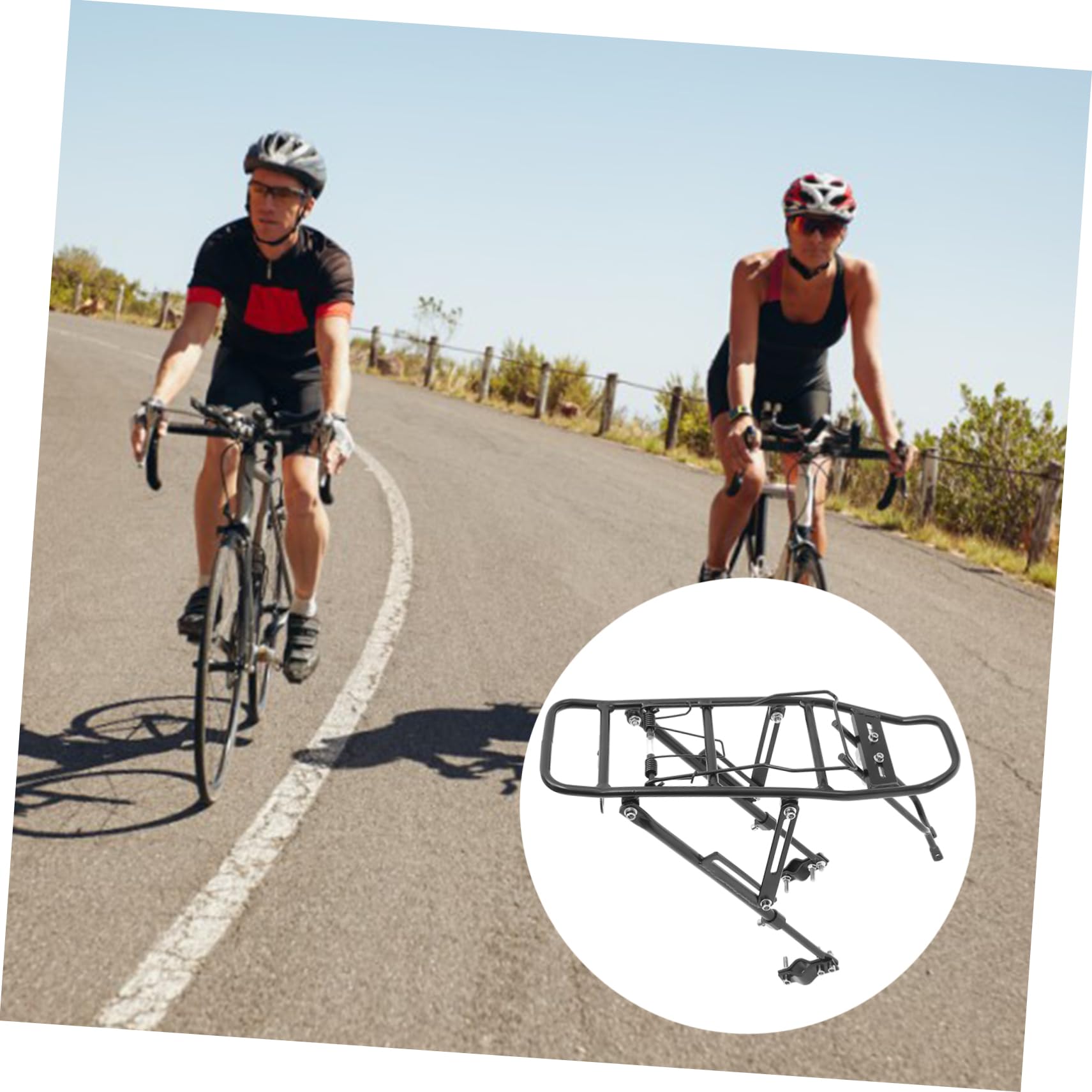 INOOMP Portapacchi Posteriore Bici in Lega di Alluminio Nero | Mountain Bike e Road Bike, Uso Cestini e Zaini, Struttura Heavy-duty Applicabile