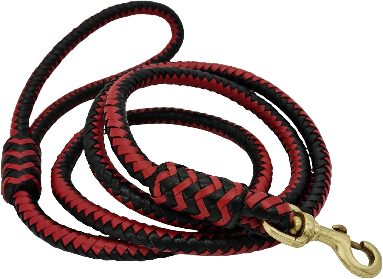 BlazingPaws® Elegania 6 Ft Premium Leather Dog Leash for Large Dogs, Luxury Braided Show Leash, Top Grain Leather Lead (Red/Black, 6 Ft)