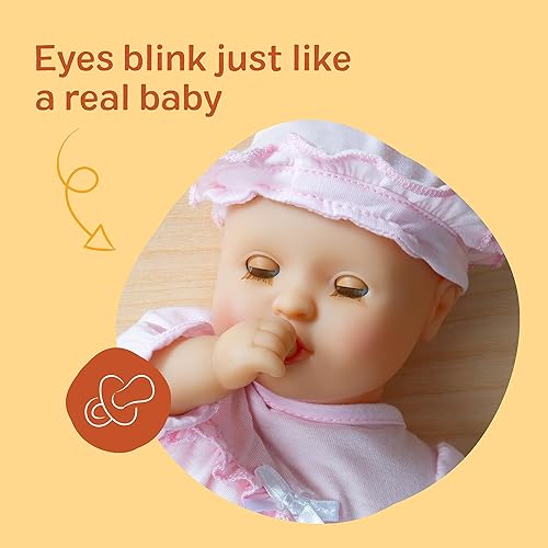 Miniatura 4 de Melissa & Doug Mine to Love Jenna - Muñeca de bebé de 12 pulgadas con ojos móviles, acción de succión de pulgar y chupete, ropa y accesorios para