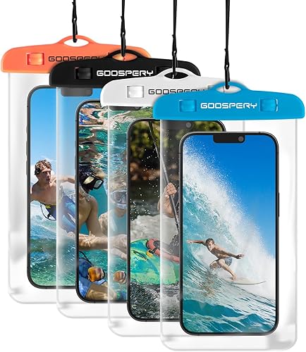 GOOSPERY Paquete de 2 Bolsa universal impermeable para teléfono, funda seca para teléfono celular subacuático, bolsa de playa compatible con iPhone