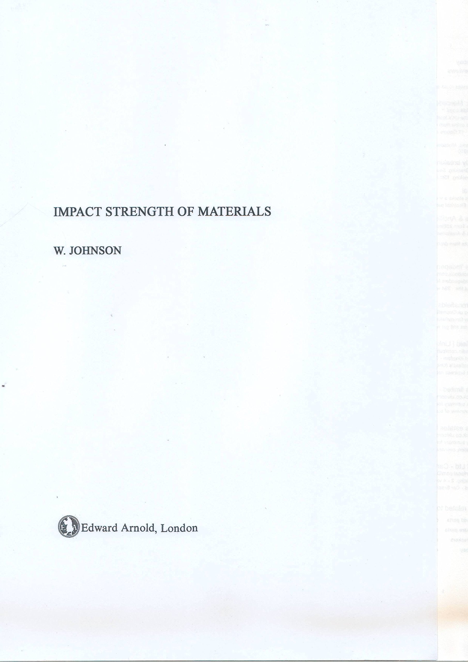 Buy Impact Strength of Materials — BookShops.in