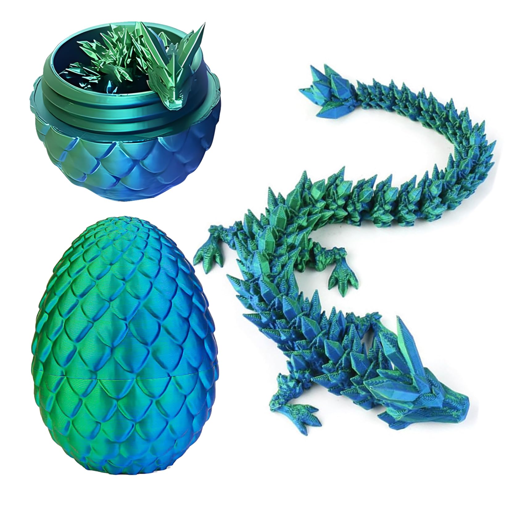 Uovo di Drago Stampato in 3D con Figure di Drago Mobili di Drago per Natale Pasqua Compleanno Carnevale Adulti Bambini Regali Giocattol i(Verde)