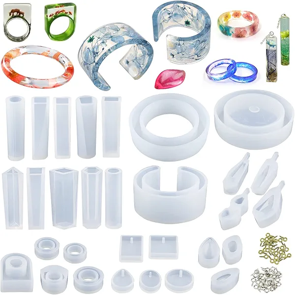 LET'S RESIN 30pcs Resin Jewelry Molds, Jewelry Molds for UV Resin, Resina Silicone Molds kit with Bracelet,Pendant,Ring for Epoxy Casting
