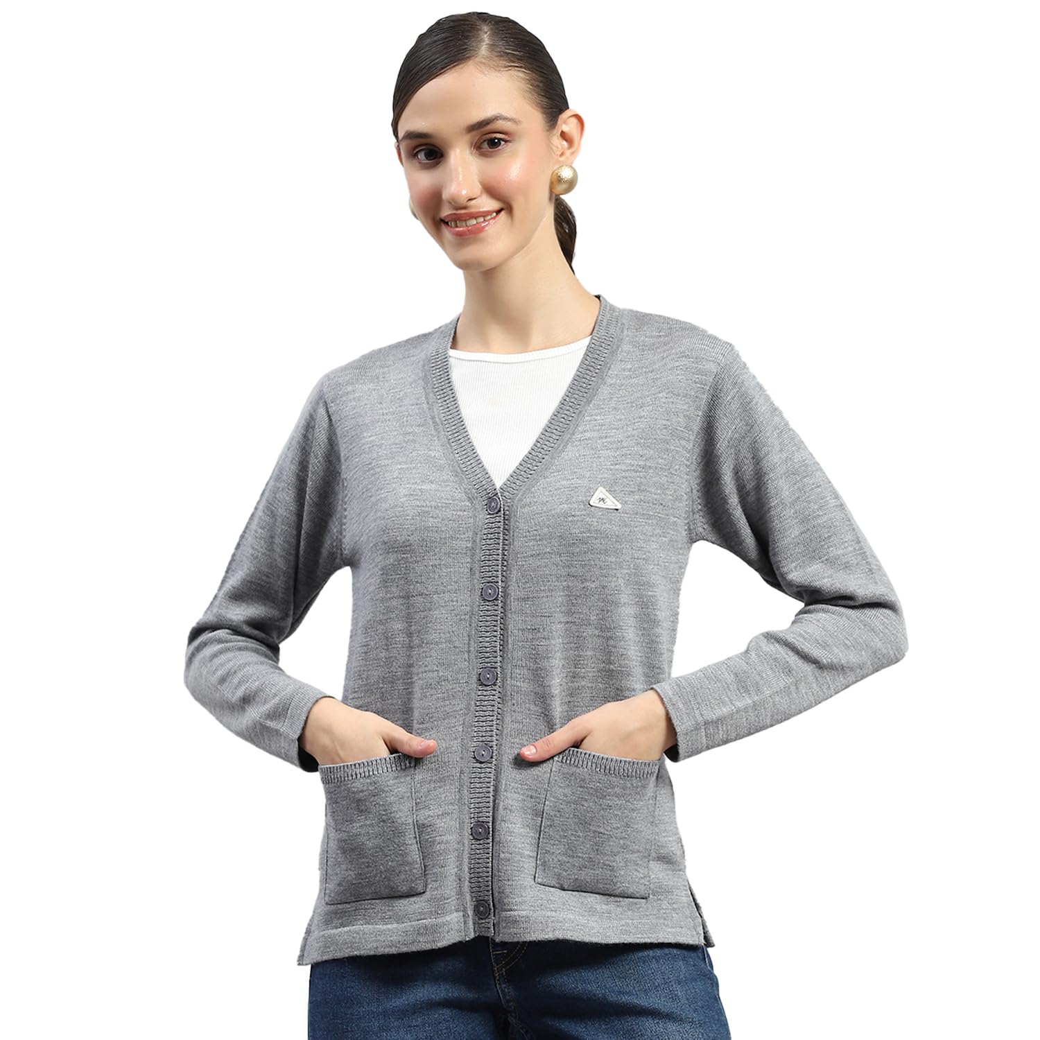 monte carlo Womens Solid V Neck Full Sleeves Cardigan (1240714VN)-picture-15