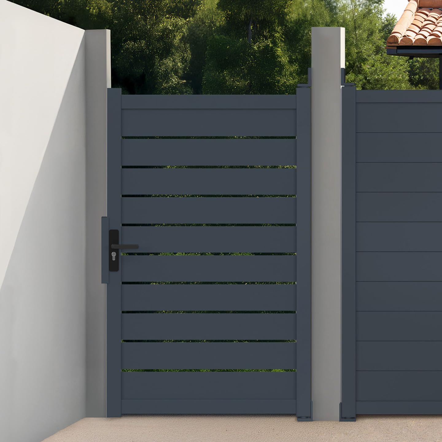 IDMarket - Portillon 100x160 cm en aluminium ajouré gris anthracite