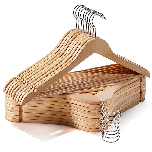 Wooden Hangers 30 Pack,Heavy Duty Solid Wooden Clothes Hangers with