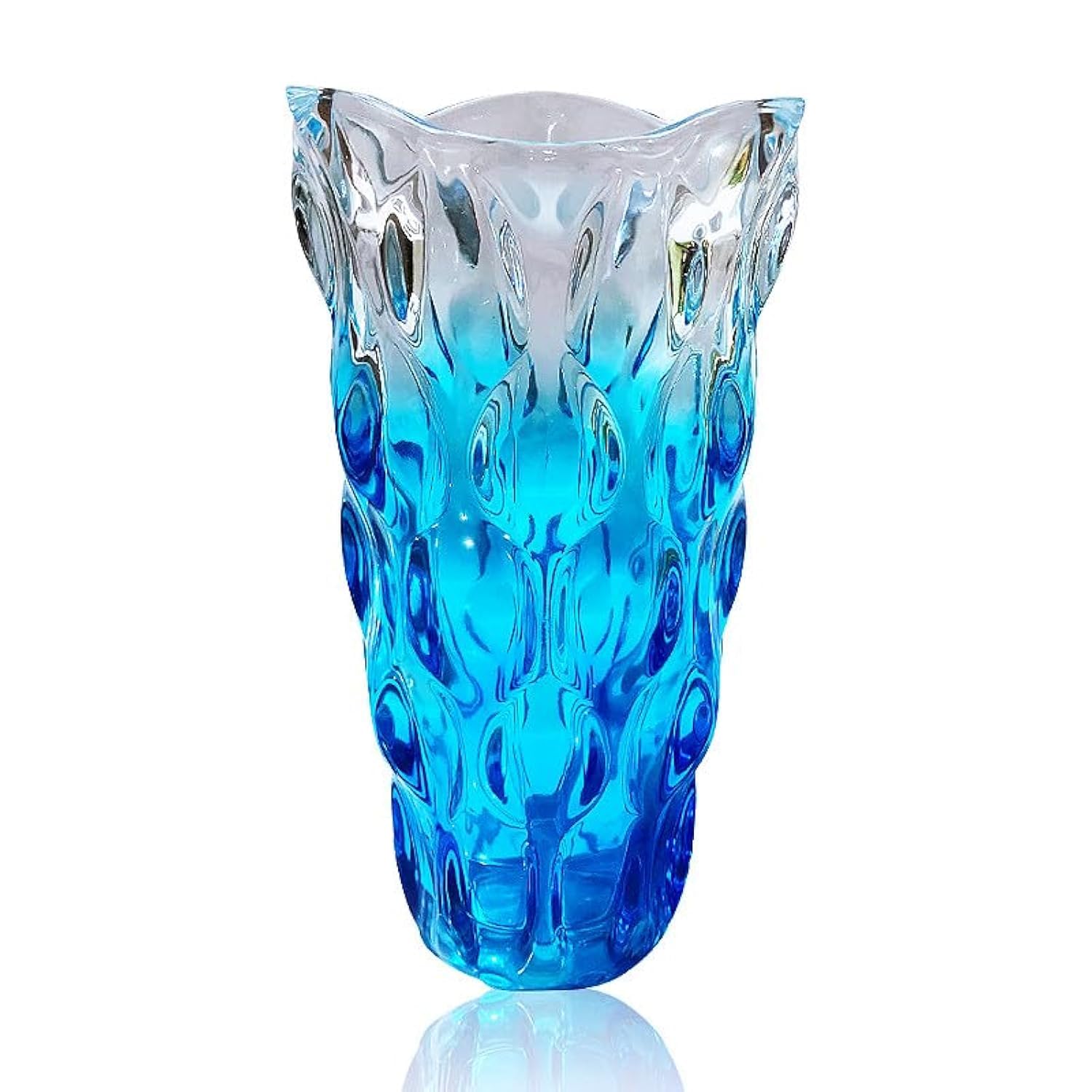 Unbreakable Flower Glass Vase 3.5lb 9.5inch Sparkle vase Bohemian Style, for Centerpieces,Kitchen,Office, Living Room,Wedding,Perfect Home Decor Glass Vase (Gradient Sky Blue)