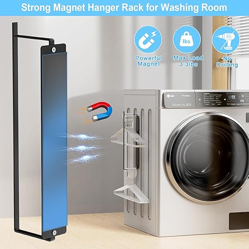 Miniatura 6 de Percha de ropa con 10 clips, estante de secado de ropa, paquete de 6 perchas de acero inoxidable para calcetines y colgador, organizador magnético