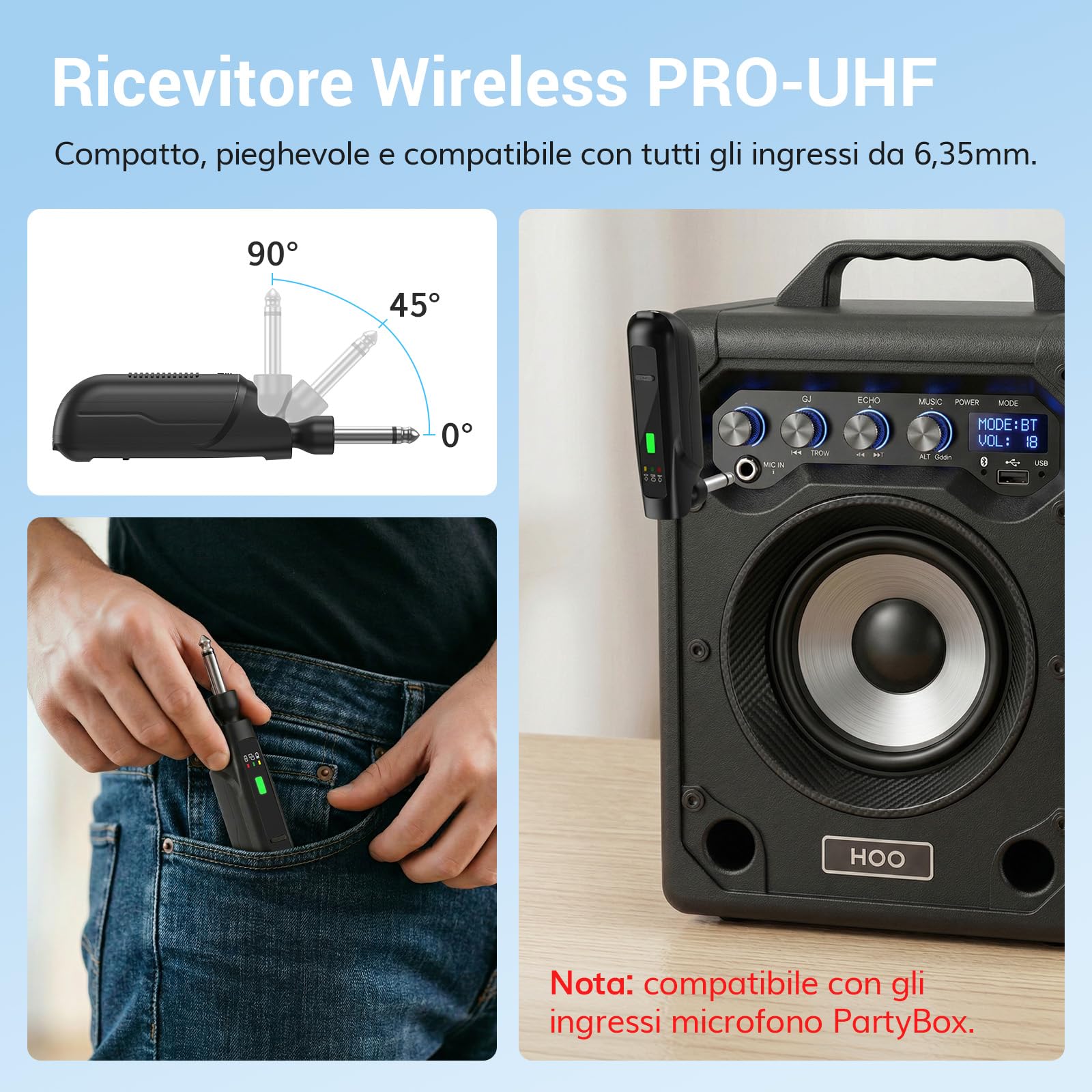 TONOR Microfoni Dinamici Wireless Ricaricabili, Sistema Microfoni Doppi Portatili Senza Fili con Ricevitore per Karaoke, Canto, Feste in Casa, Compleanni, Discorsi, Durata 30H, 2.4GHz, TW 220