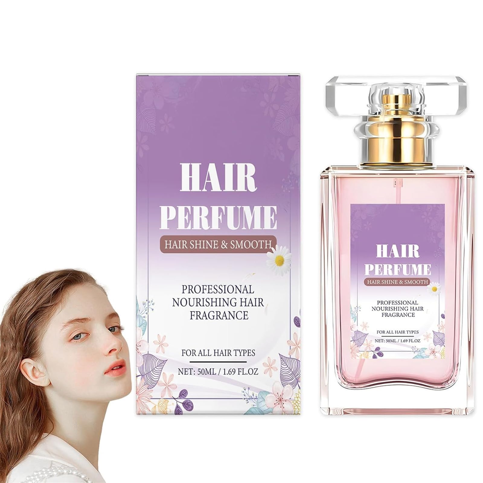 Parfum capillaire pour femme Durée longue, phéromones pour cheveux secs et abîmés Huiles essentielles Brume capillaire anti-frisottis nourrissant (1 pièce)