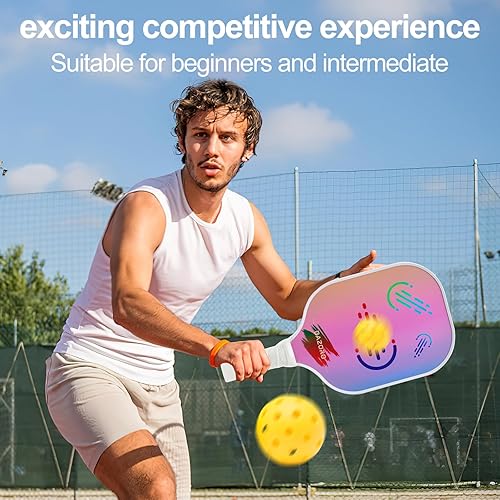Miniatura 5 de BAZORO - Juego de paletas de pickleball con material de fibra de carbono y raqueta de pickleball con núcleo de polímero de panal, agarre