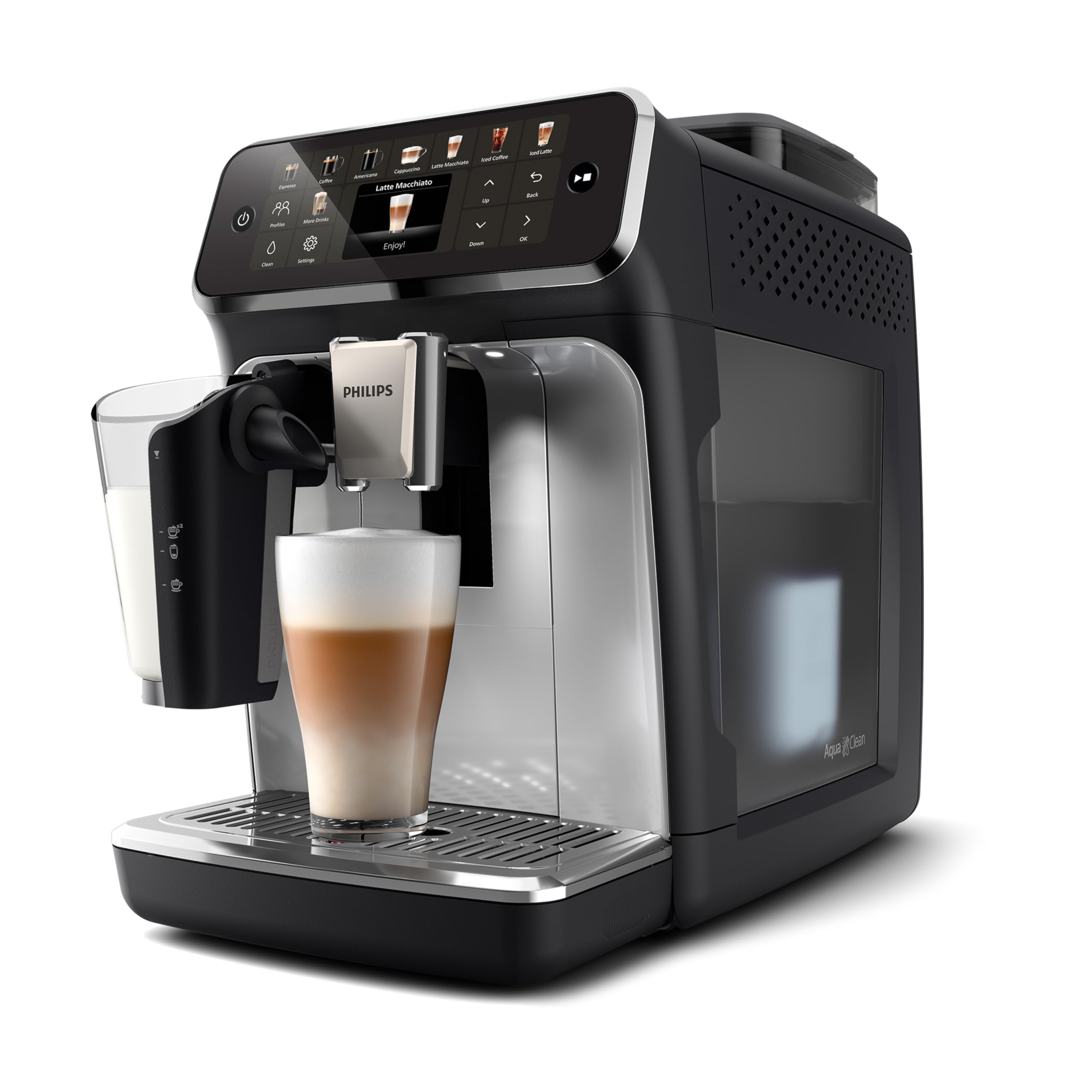 PHILIPS Serie 5500 Kaffeevollautomat LatteGo Milchsystem SilentBrew QuickStart Schwarz Silber EP5546/70