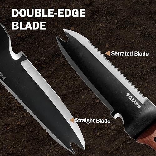 Miniatura 2 de Hori Hori - Cuchillo de jardín, herramientas de jardín con funda para desmalezar, plantar, excavar, hoja de acero inoxidable de 7 pulgadas con borde