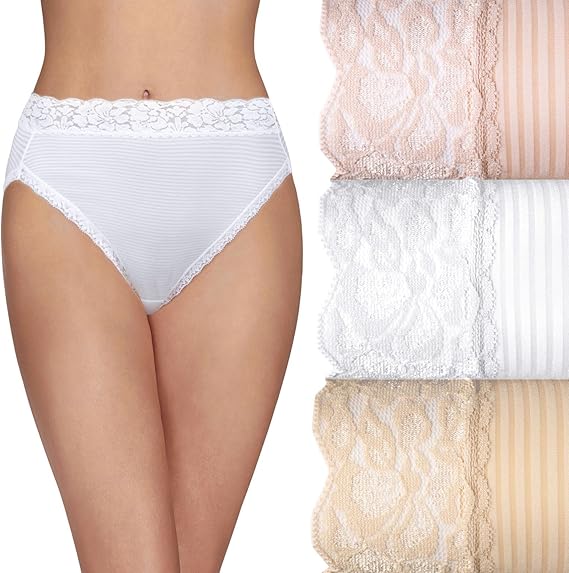 Vanity Fair Womens Flattering Lace Panties: Lightweight & Silky with Superior Stretch