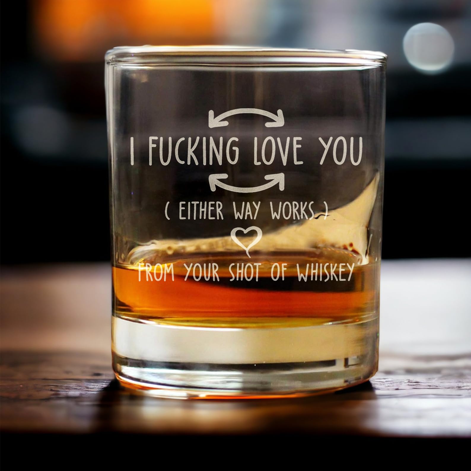 Lucy Engraving I F-king Love You Whiskey Glass Gifts for Husband - Funny Anniversary Presents for Him on Rock Glass - Unique Christmas Gifts for Boyfriend - 11 oz - Made in the USA