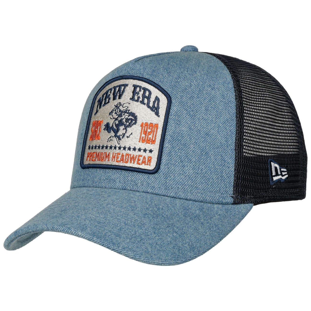 New Era Men's Denim Logo Patch Trucker Cap By