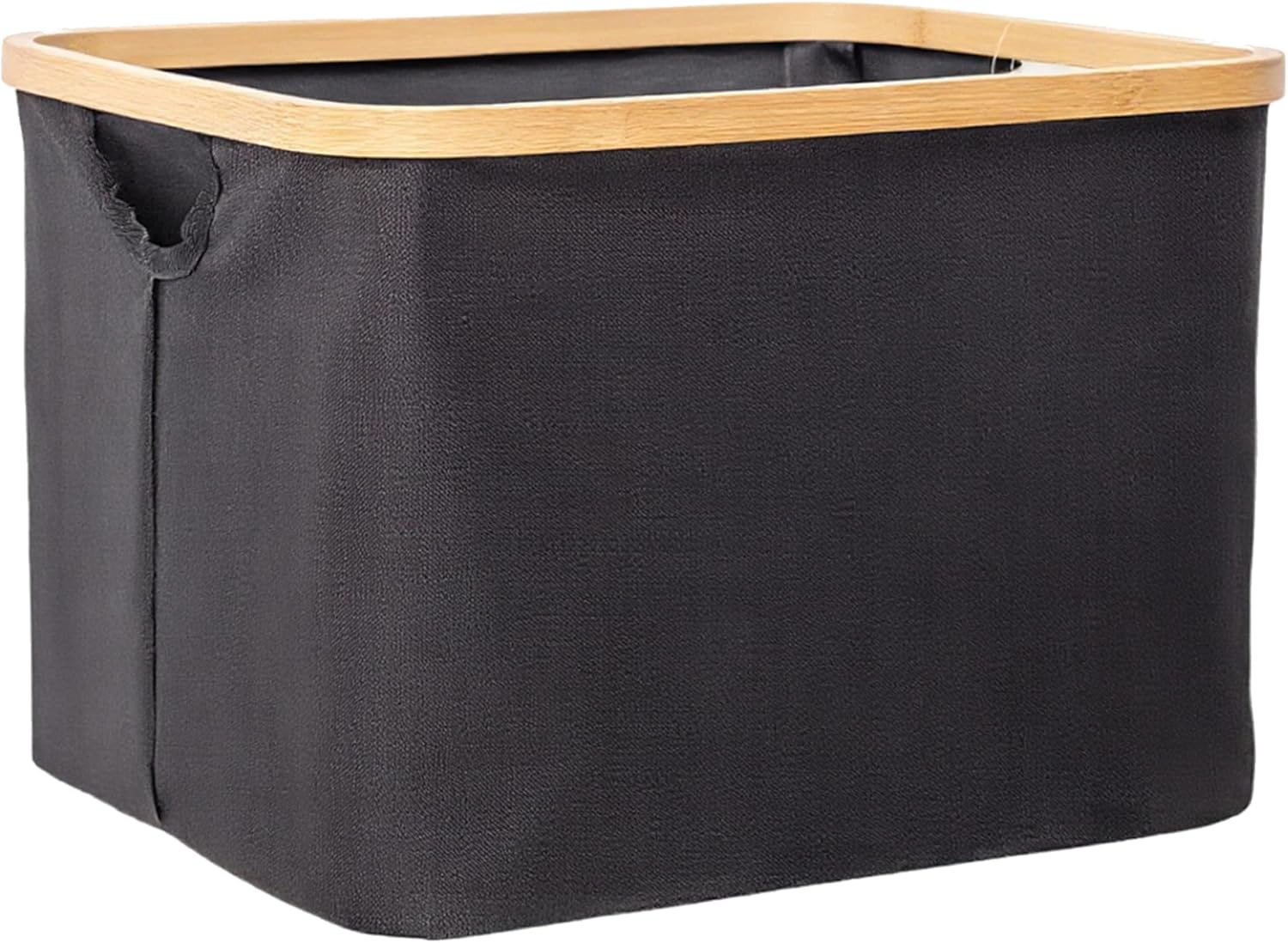 YAHUAN Small Collapsible Laundry Hamper with Bamboo Handle Small Foldable Laundry Basket for Wet & Dry Laundry 13.19 x 16.14x 11.22 inches (Black)