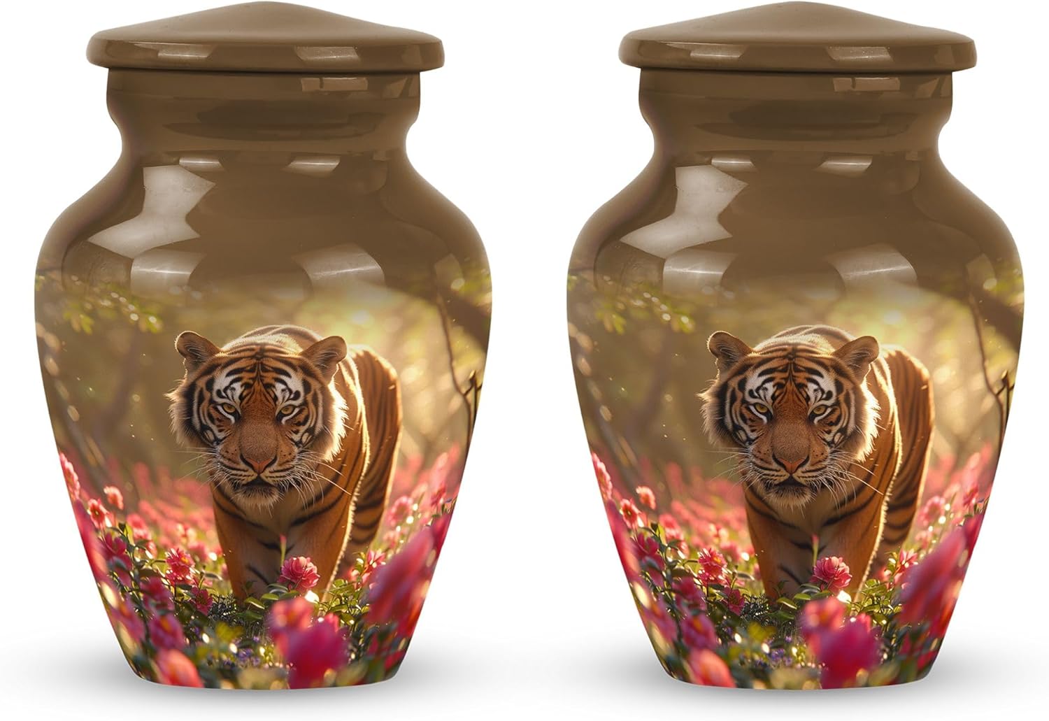 Tiger Metal Multicolor Urn - Cremation Urn for Adult Human Ashes - 10 Inch