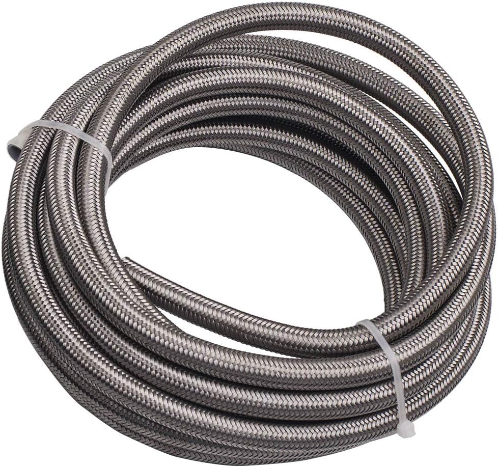maXpeedingrods 8AN 20FT Fuel Line Kit, 1/2 Braided Fuel Line, Steel AN8 Fittings E85 PTFE Hose Transmission Oil Cooler Line, Coolant Fluid Hose + 10 Pcs 8AN Fittings