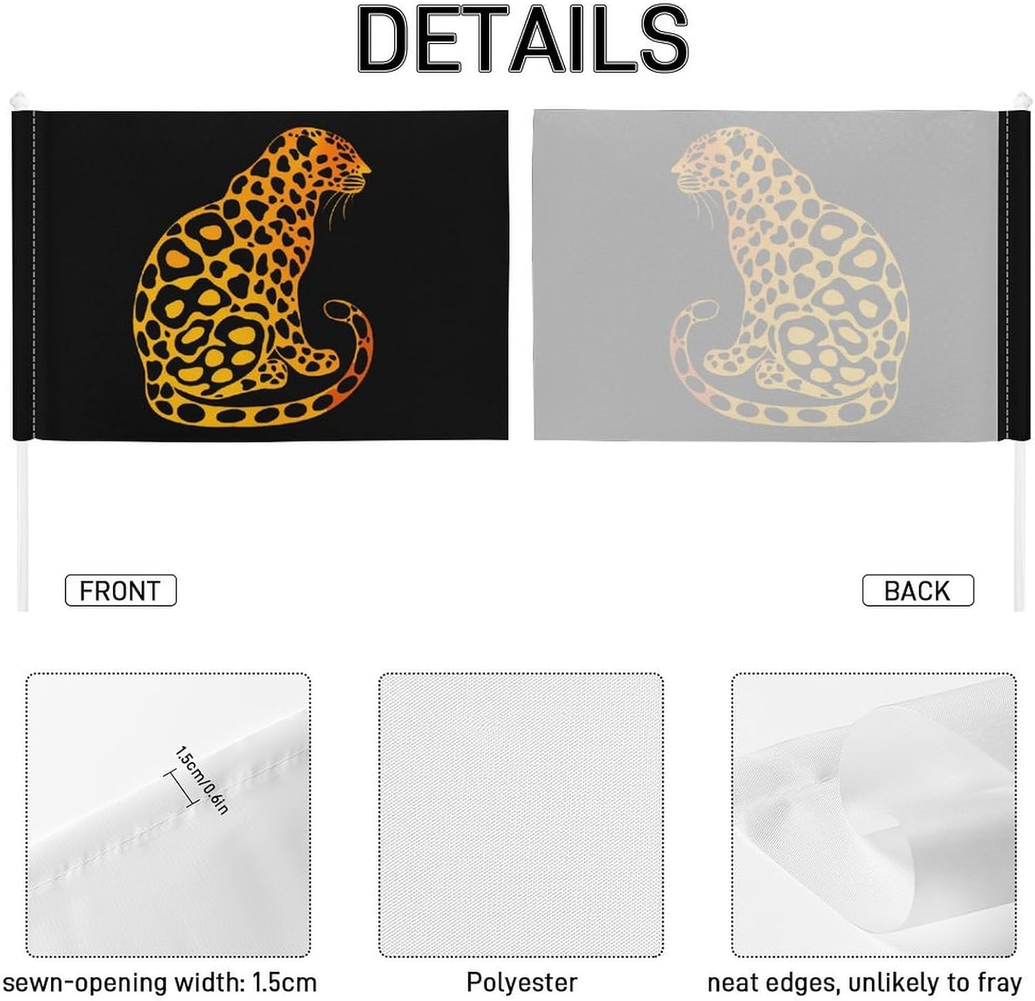 Leopard Print Car Flag Polyester Clip Flags Mini Handheld Banners for Auto Outside Travel Decor image 3