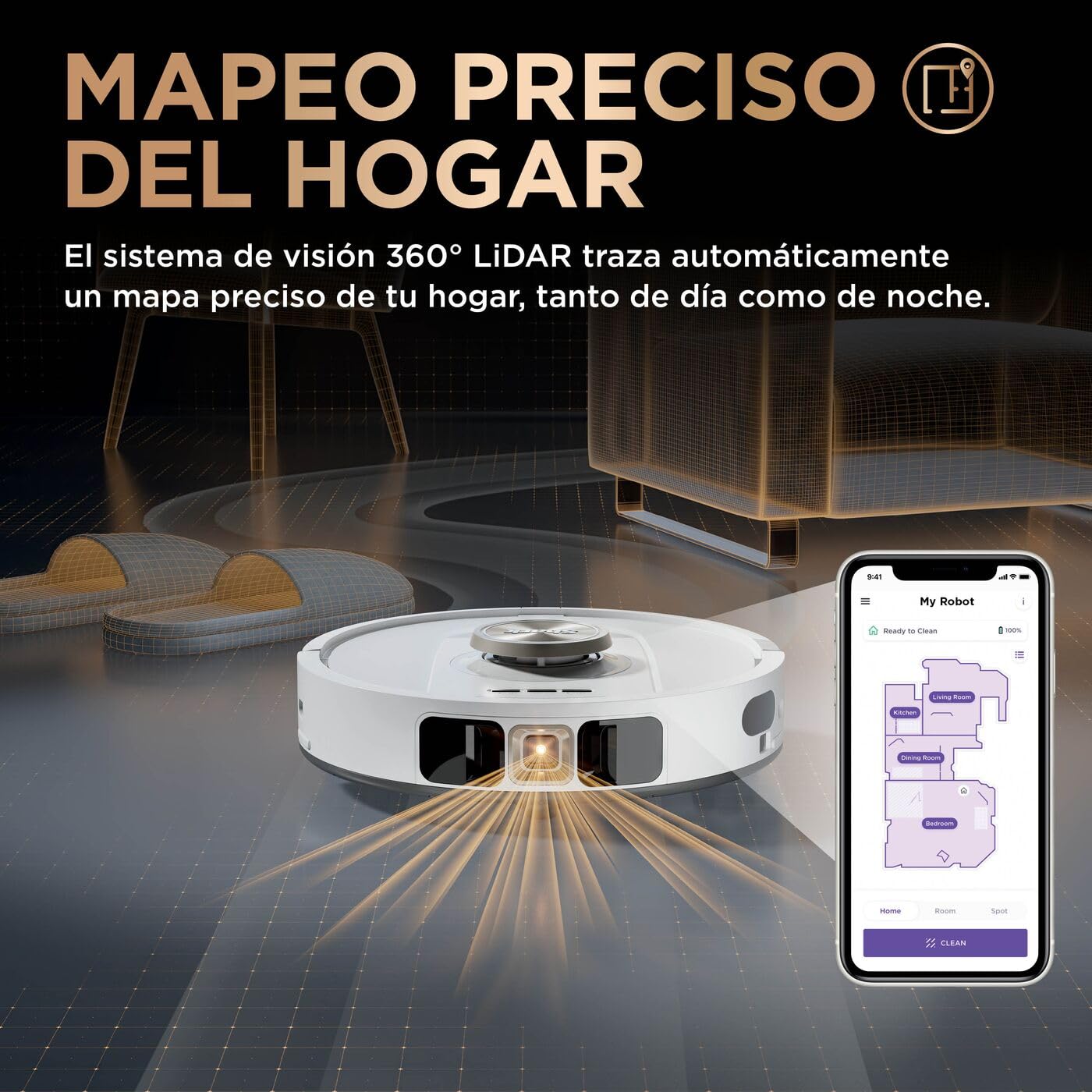 Shark PowerDetect, Robot Aspirador y Mopa 2 en 1, Blanco, AV2800ZEEUWH | Base NeverTouch Pro con Limpieza, Carga y Vaciado Automáticos, 60 Días, Navegación 3D y LiDAR, NeverStuck, Wifi/app