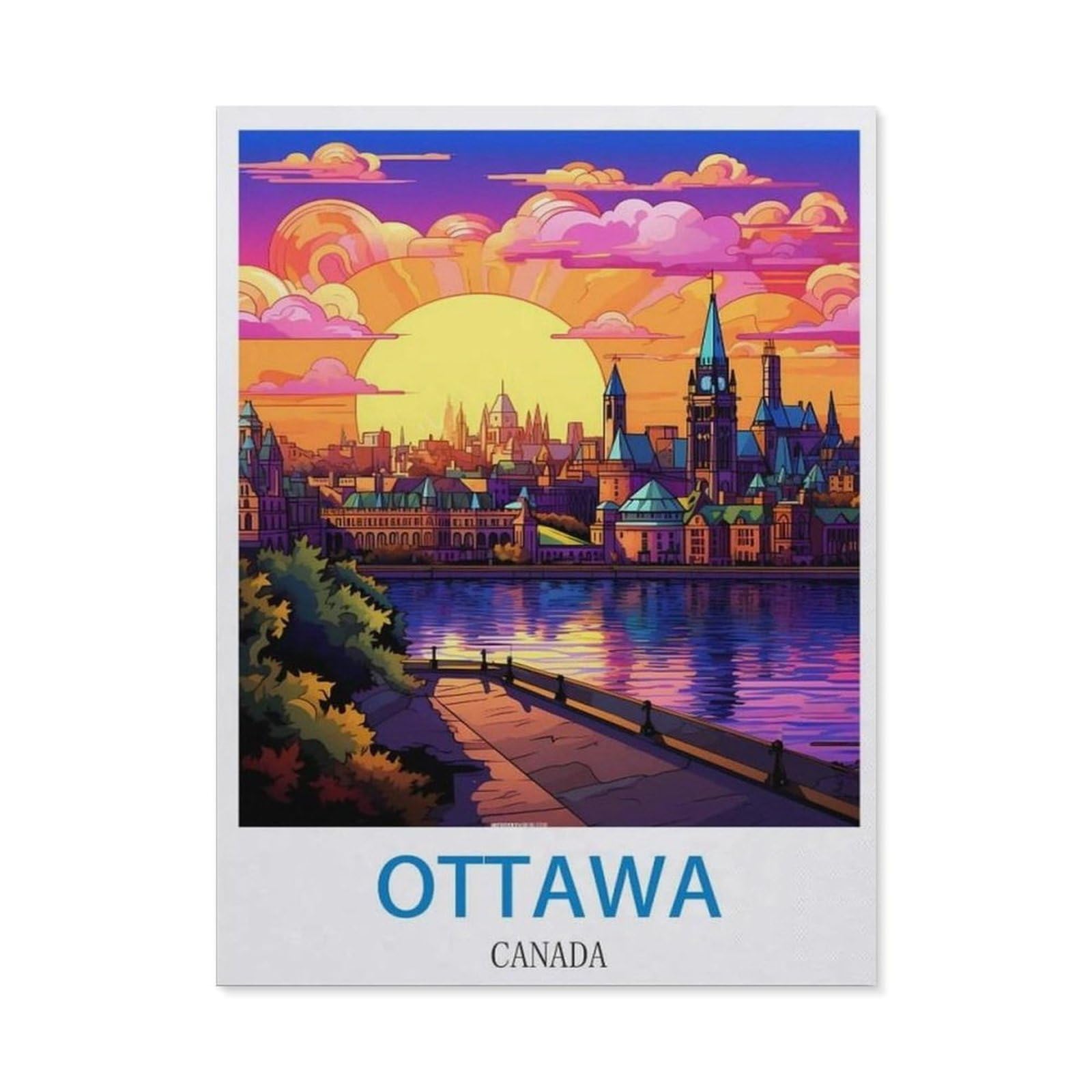 BEAYODKP Ottawa Canada，5D DIY Diamond Painting Full Round Drill Diamond Embroidery Cross Stitch Rhinestone Mosaic Paintings Art（40 x 50 cm/15.74 x 19.68 inches）-CL56