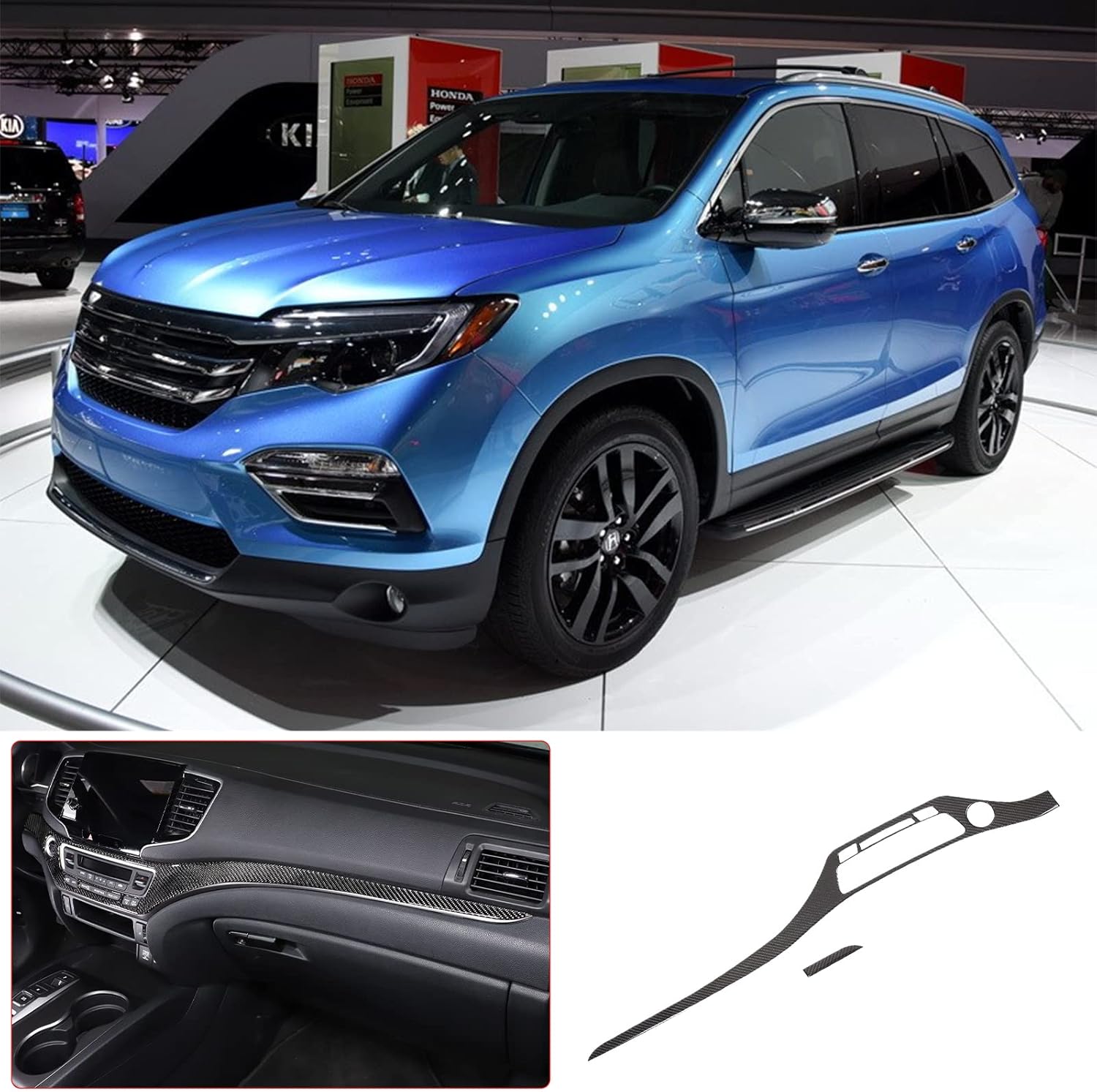 Center Console Panel Strip Trim for Honda Pilot 2016-2022, Carbon Fiber Automotive Center Consoles Cover Decals Protector Interior Accessories