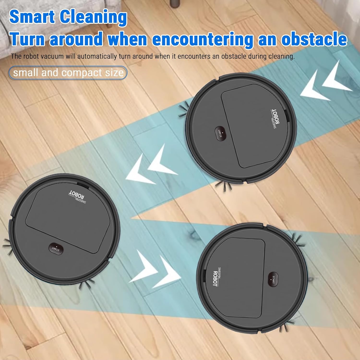 Robot Vacuum Cleaner, USB Smart 3 in 1 Super Thin, Powerful Suction, Quiet, Self Charging Robotic Vacuum Cleaner, Cleans Hard Floors to Medium Pile Carpets (Black)