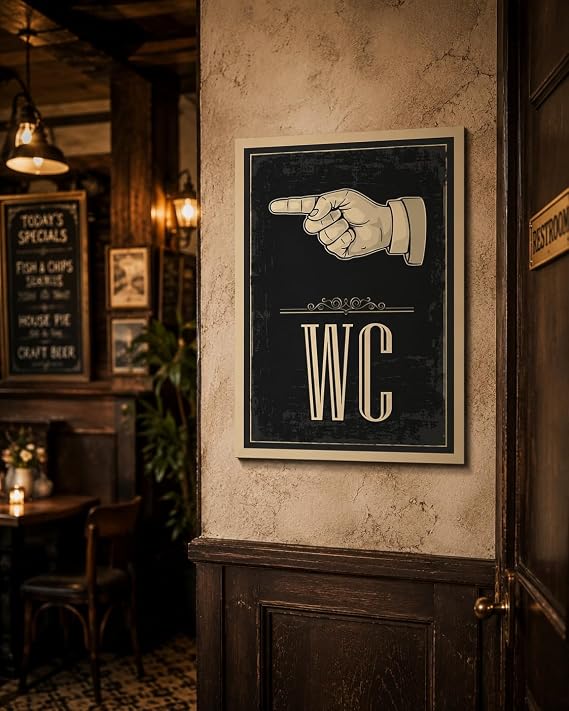 WC Tuvalet Tabelası Parmak İşareti İle Yönlendirme Tabelası Beyaz 15 x 20 karbonNM2129