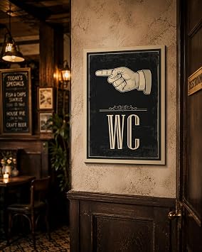 WC Tuvalet Tabelası Parmak İşareti İle Yönlendirme Tabelası Beyaz 15 x 20 karbonNM2129