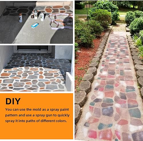 Vista 5 de Avalution Molde de hormigón reutilizable de 17 x 17 x 1.6 pulgadas, moldes para escalones de patio, césped, jardín, bricolaje (irregular)