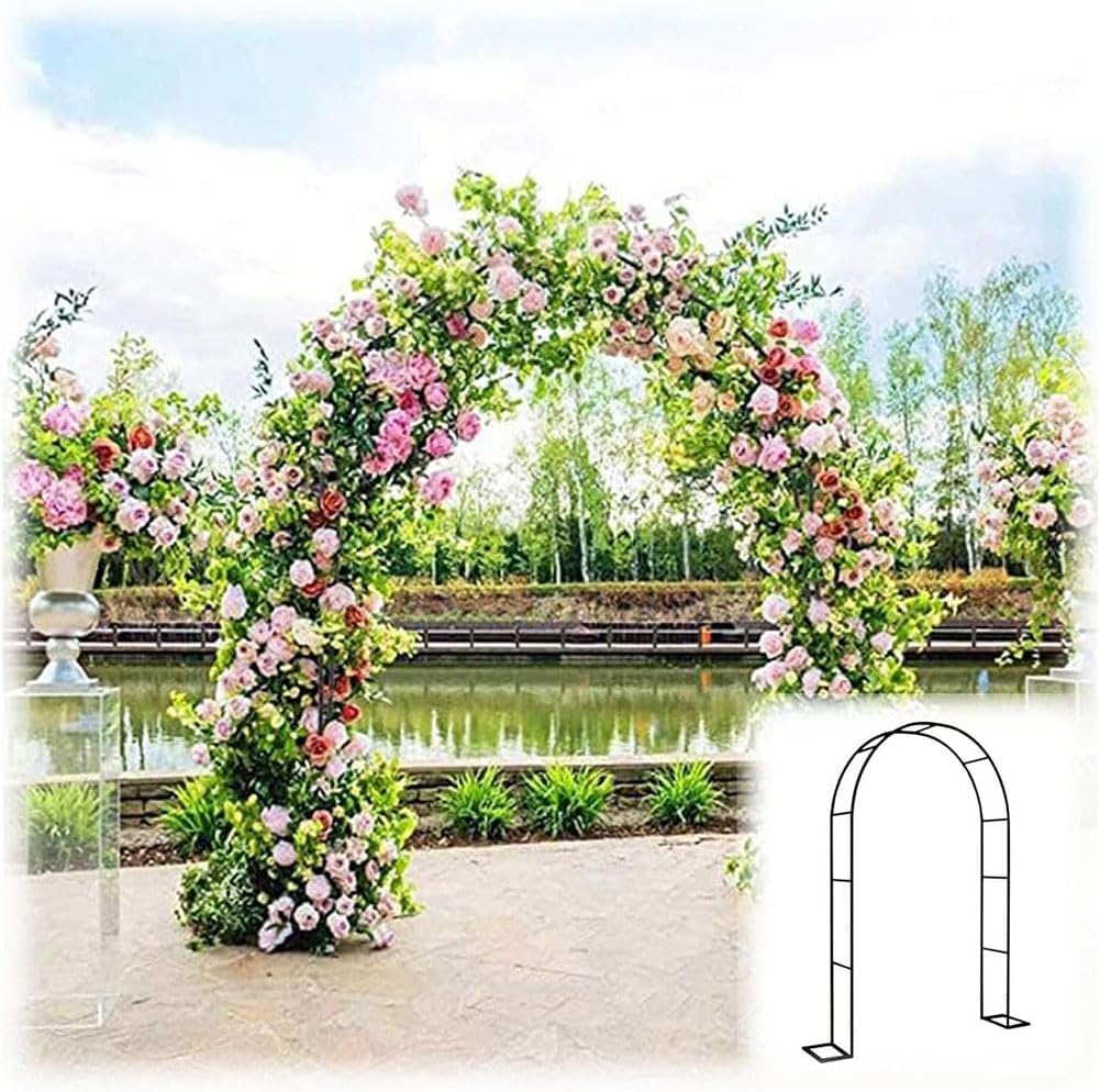 Black Steel Garden Arbor Wedding Arch Metal Arbour Pergola Tubular Frame Trellis Archway for Climbing Plant Roses Vines 180Cm 140Cm Wide,Green,W1.8M*H2.2M