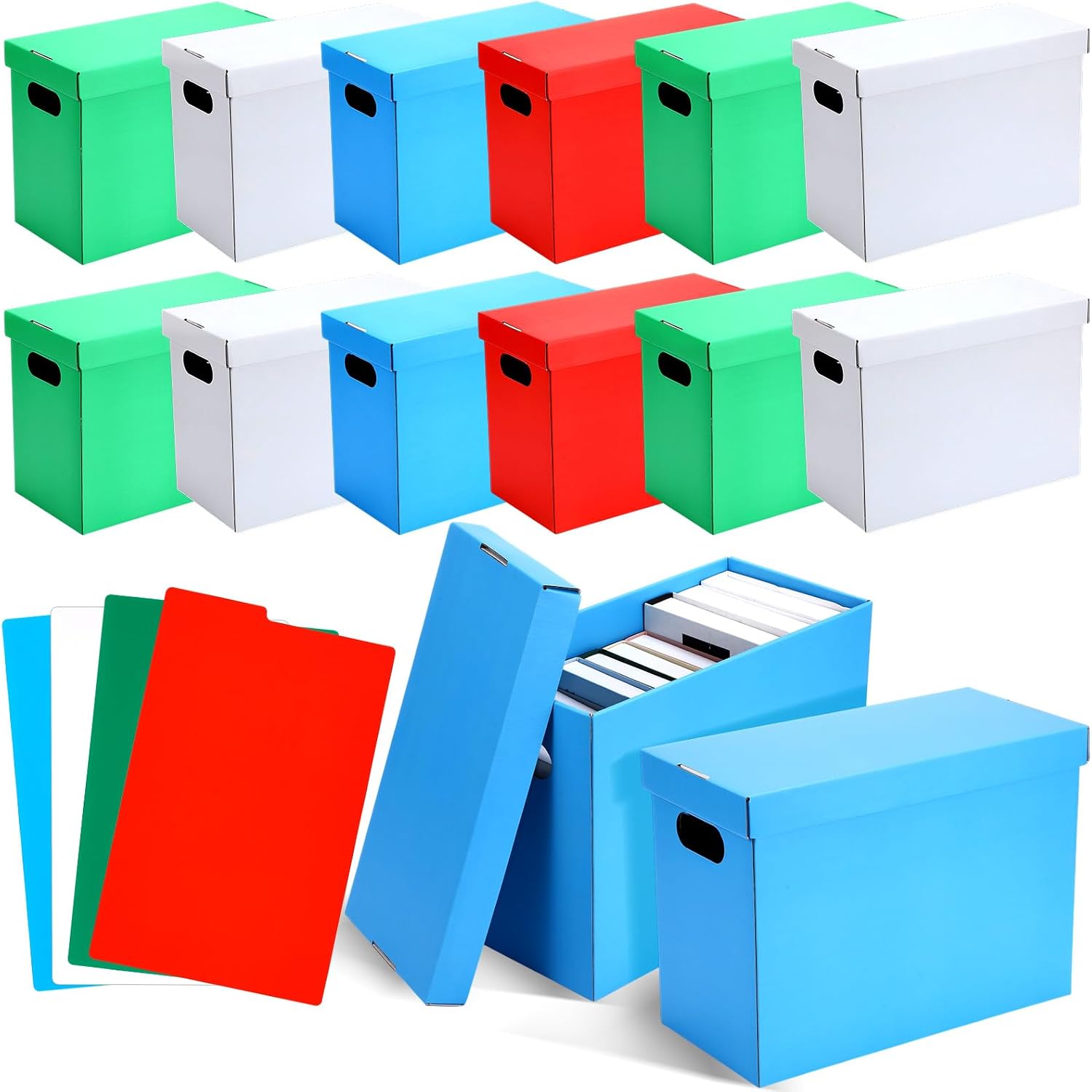 12 Sets Comic Book Storage Boxes Manga Storage with 20 Pcs Plastic Dividers Comic Book Case for Foldable Magazine Books Collections Supplies
