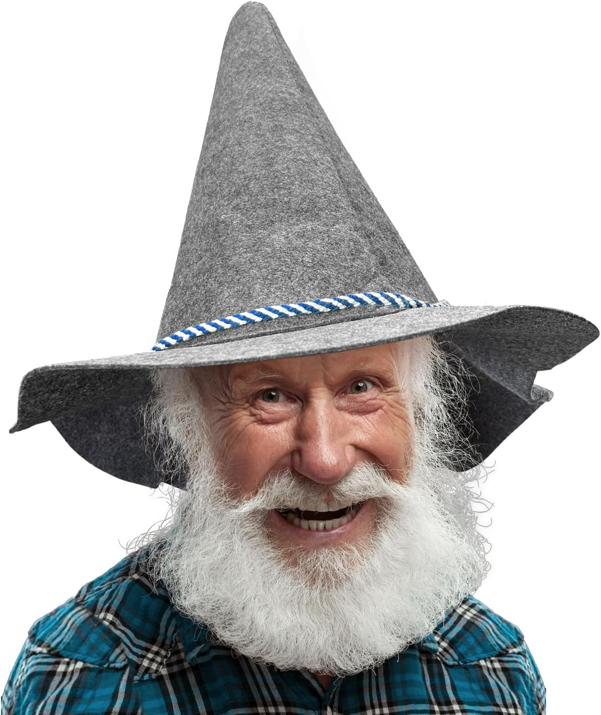 Wizard Hat, 14.5IN Gray Scarecrow Hat for Scarecrow Costume Novelty Cosplay Accessories for Halloween Costume Party Christmas Masquerade Carnivals