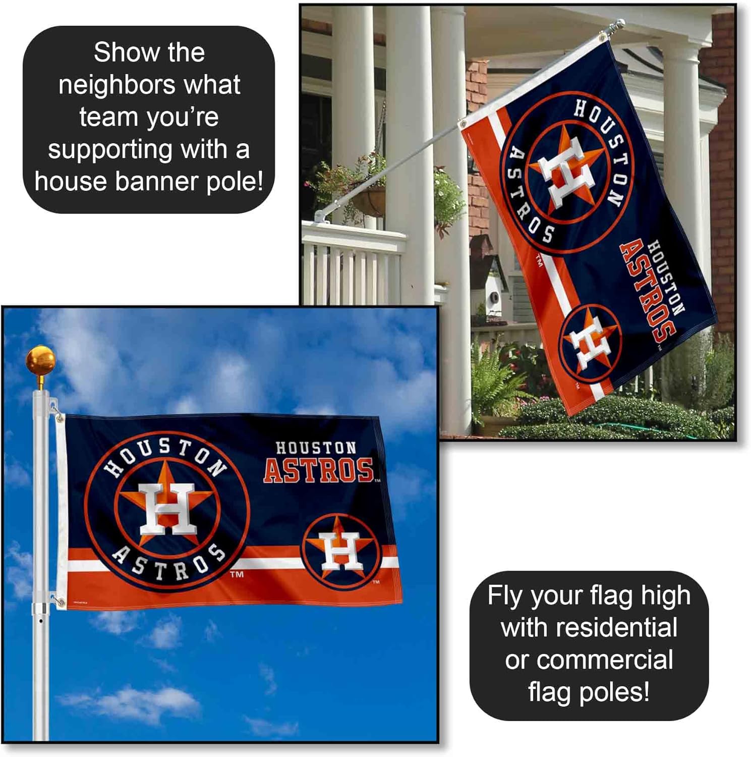 WinCraft Houston Astros Logo Insignia 3x5 Foot Grommet Banner Flag - Image 3