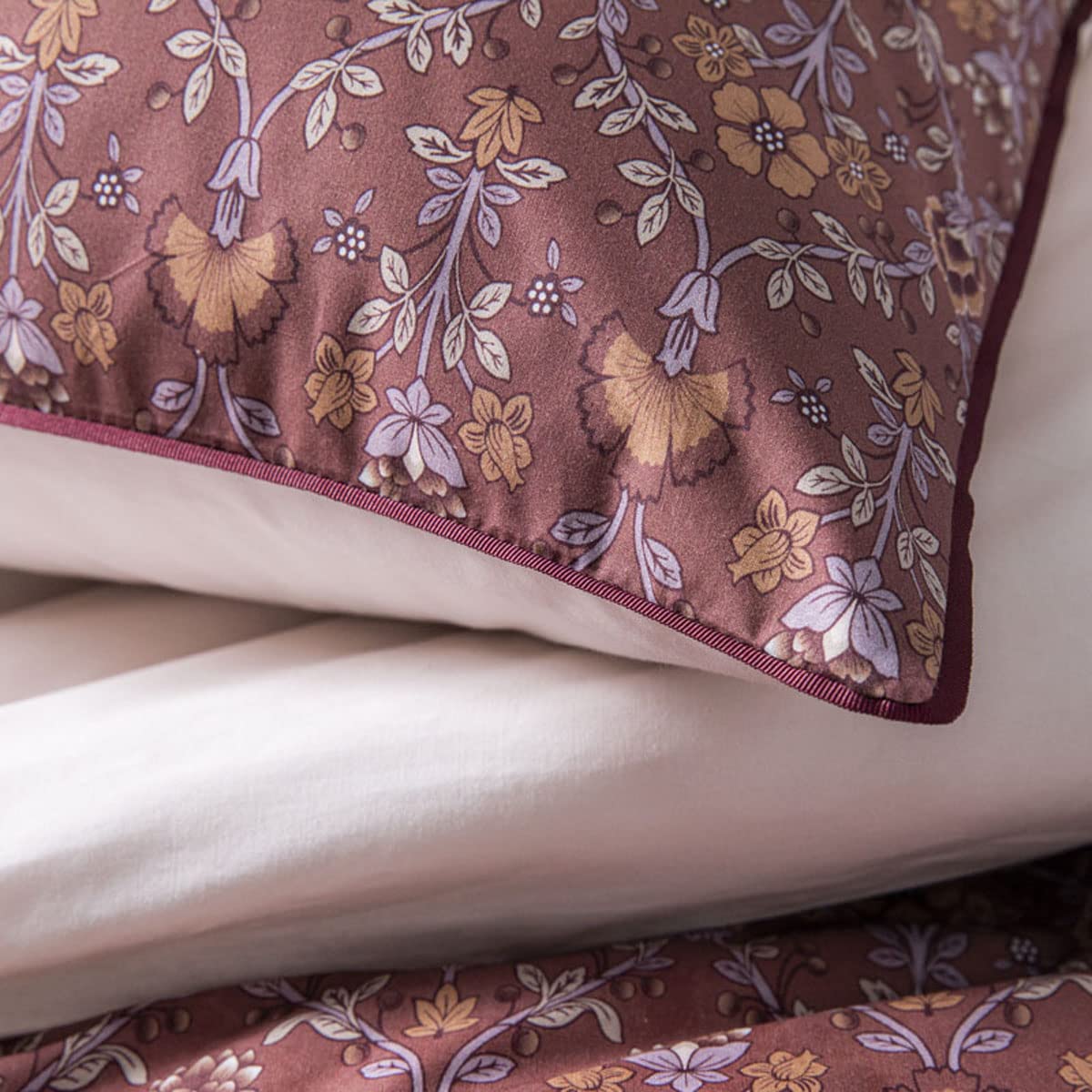 Essix Printed Virginia Duvet Cover 140 x 200 cm, Purple - Image 4