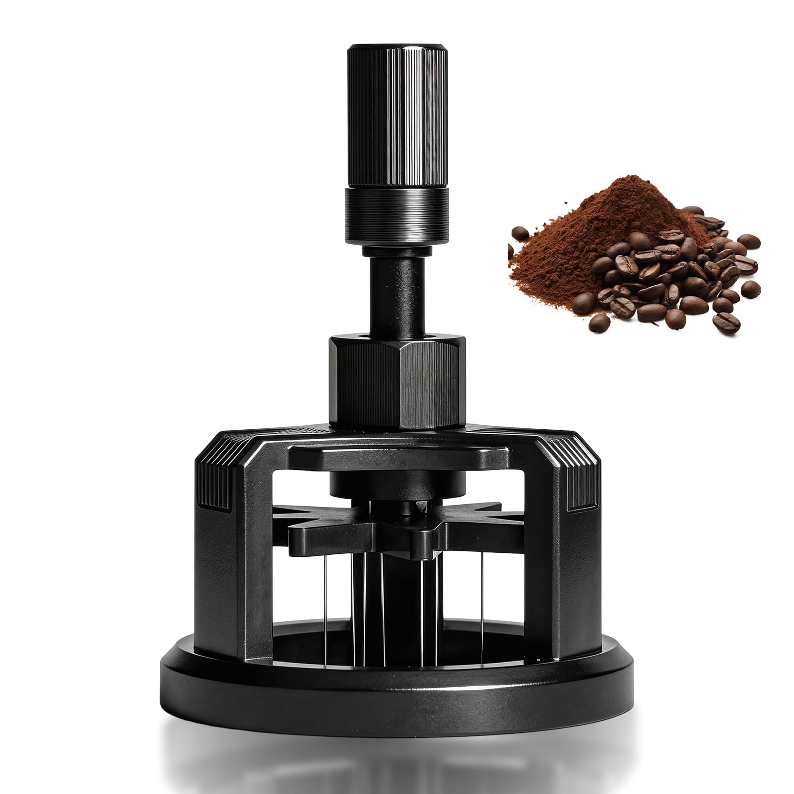 Aguja de espresso, WDT Tools 58 mm, herramienta de distribución de espresso con 10 agujas para barista, altura de aguja ajustable, dispensador de café magnético giratorio para una extracción uniforme