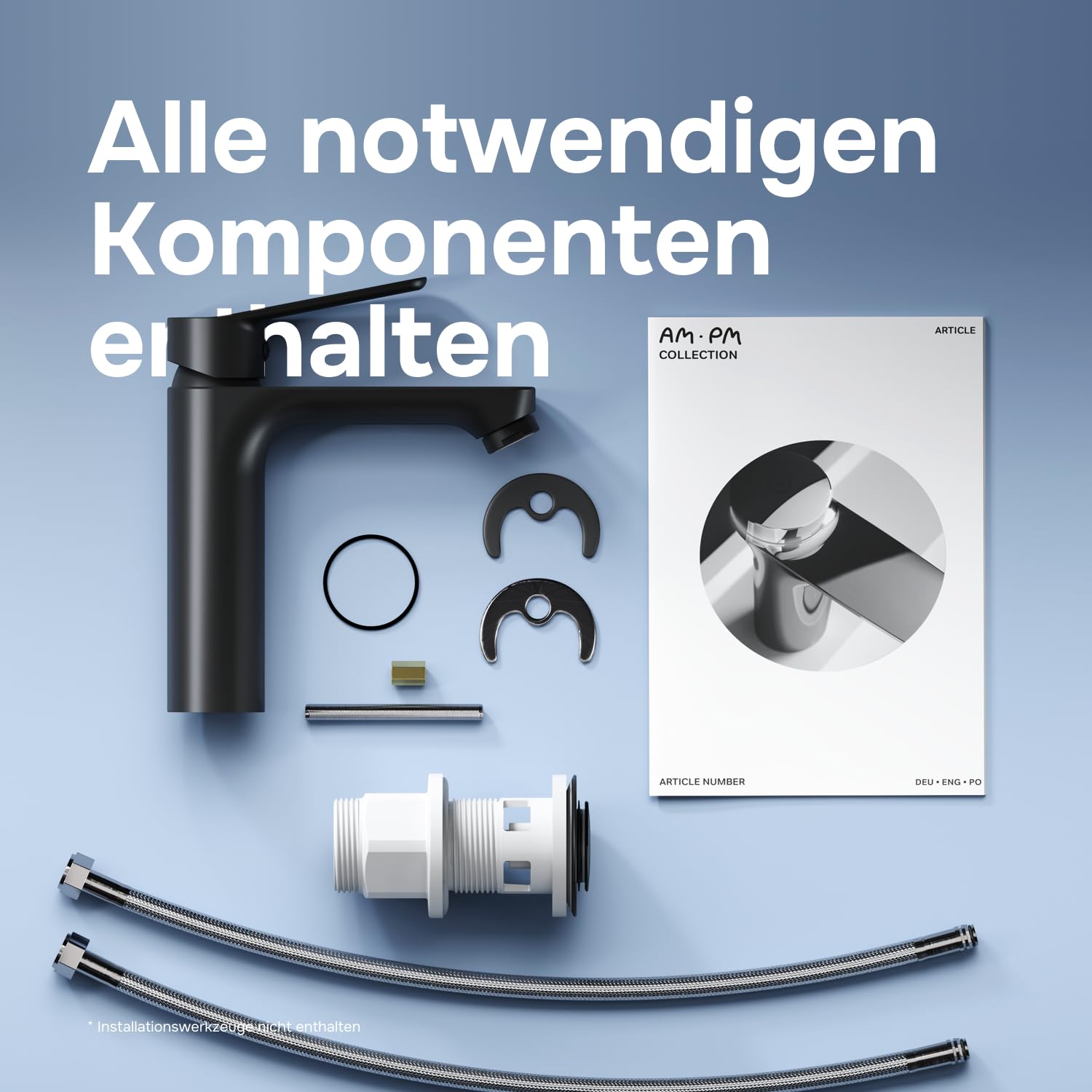 FTA82122 Hit Einhebel-Waschtischarmatur EcoStart (Schwarz, Mit Klick-Ablaufgarnitur)