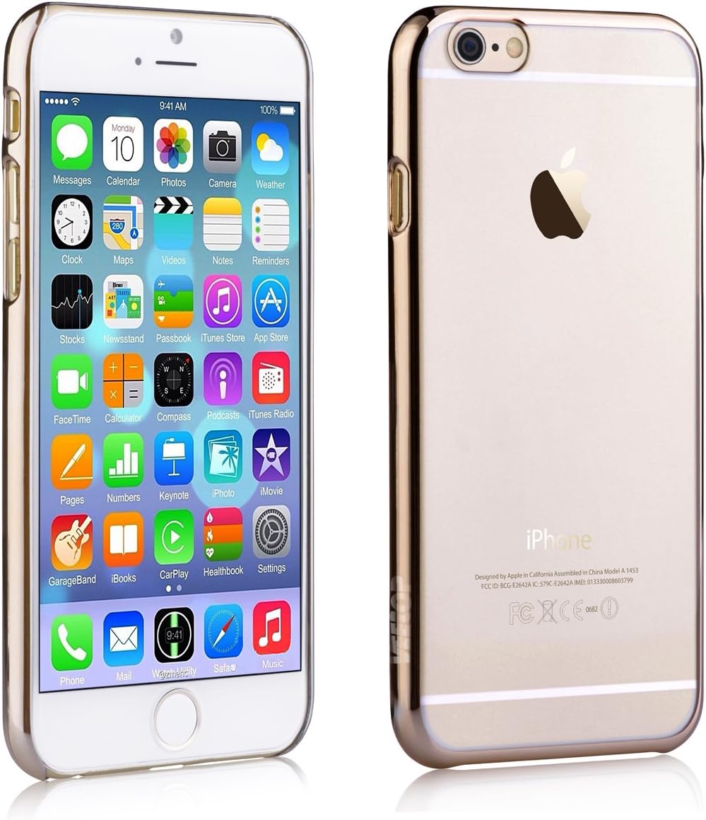 iPhone 6 iPhone 6S clear case Veetop Ultra Clear Case with Luxury Electroplating Frame Back Case for iPhone 6 (4.7 inch), Light-weight (8g/3oz), Ultra Slim (0.8mm/0.031”), Scratch Resistant Coating Finishing (EP-C02) (Gold)