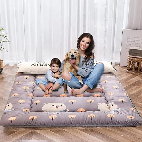 Vista 10 de QQP Colchón de futón japonés plegable de tatami, tapete portátil para adultos y niños, tapete para dormir adecuado para campamento, habitación