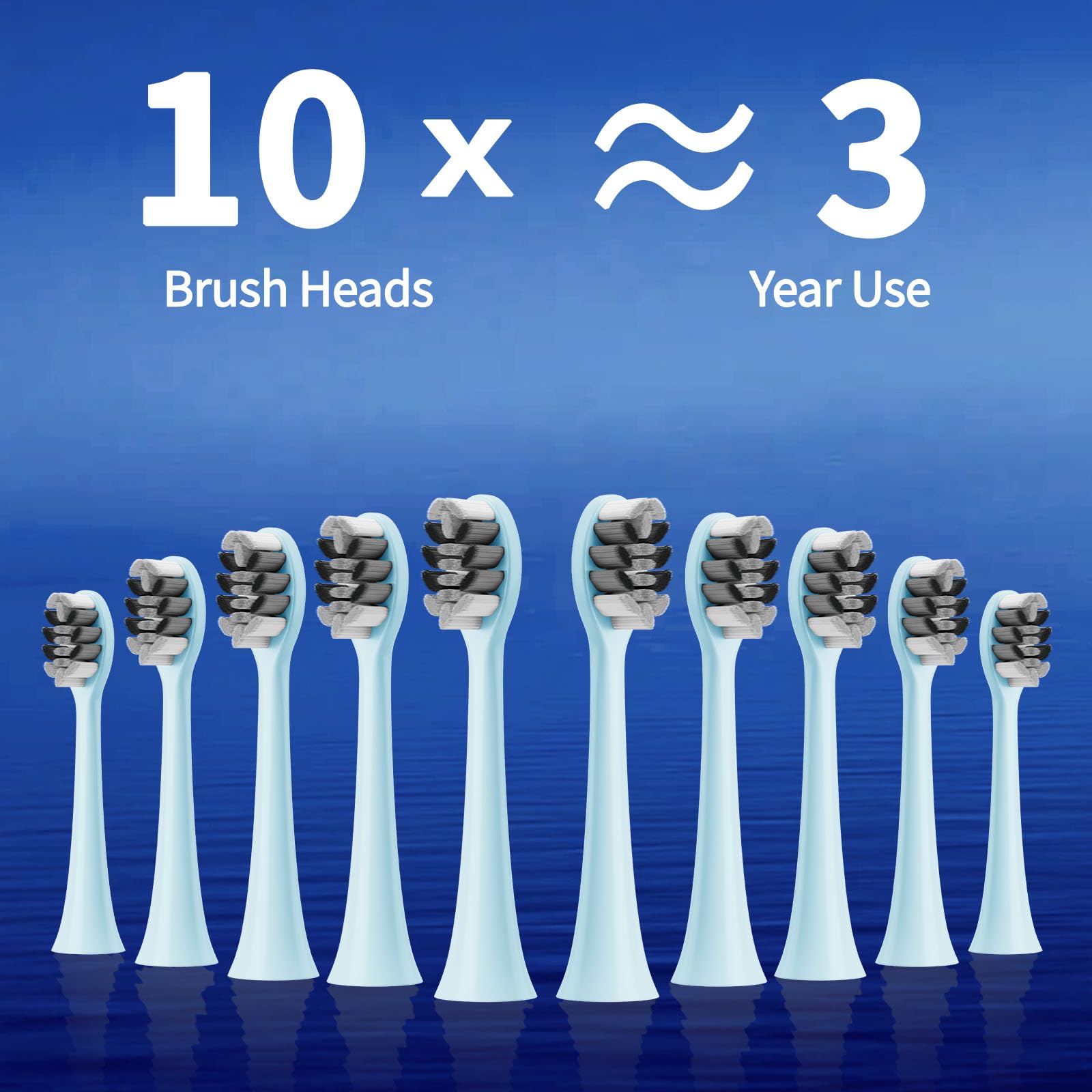 Fairir Cepillo de dientes eléctrico Sonic para adultos y niños, 10 cabezales de cepillo, batería de 30 días, 5 modos, temporizador de 2 minutos, impermeable IPX8, recargable y apto para viajes (azul y