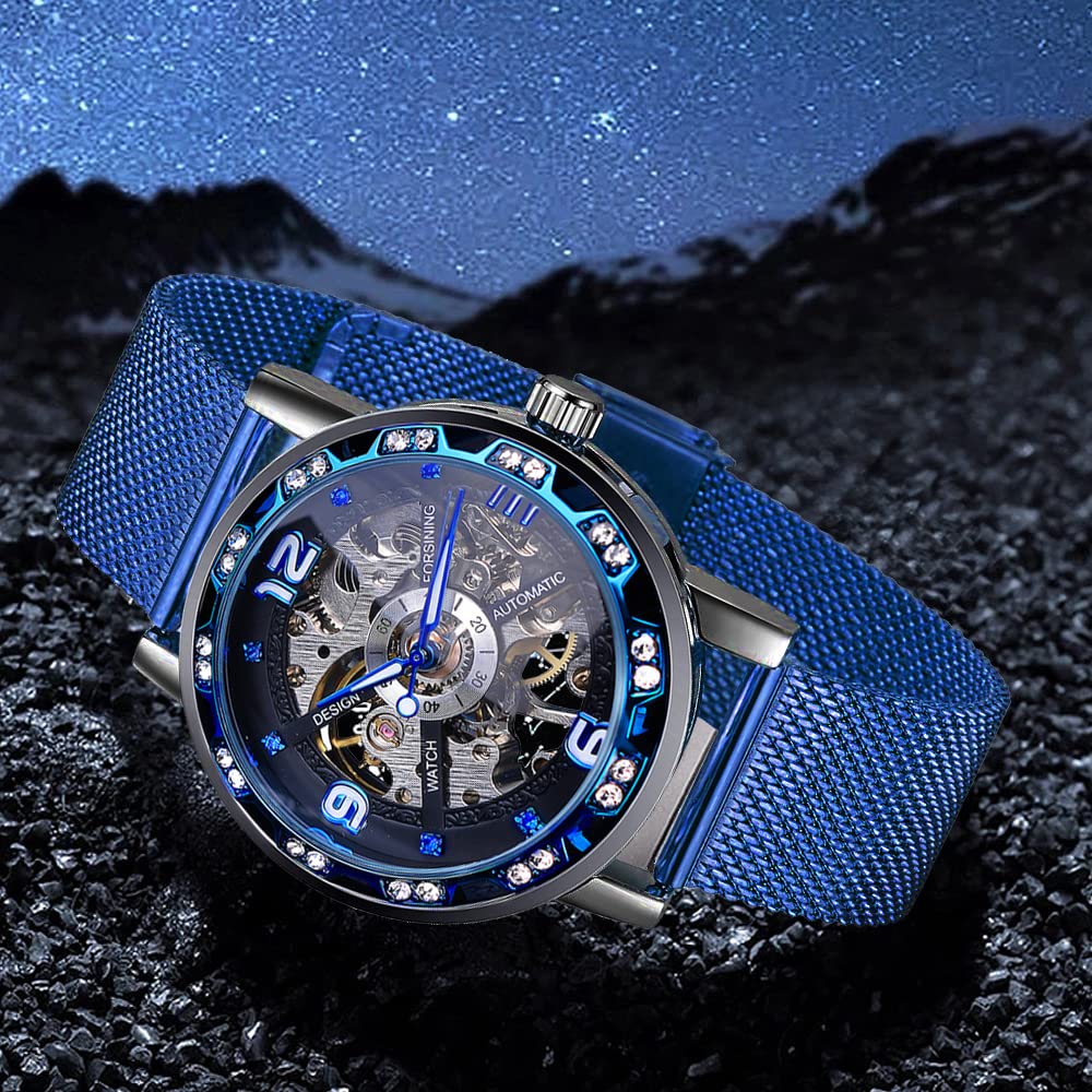 Herren Skelett Mechanische Armbanduhr Automatik Mechanische Uhren Keine Batterie Edelstahl Metall Uhren für Herren