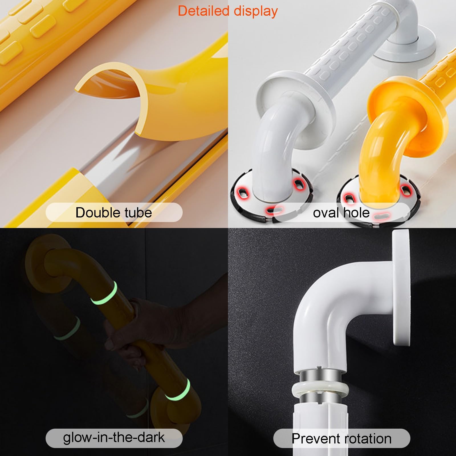 Paquete De 2 Asideros Antideslizantes De Seguridad para Ducha, Barras De Acero Inoxidable para Personas Mayores, Ideales para El Baño Y El Aseo.(White,58CM)