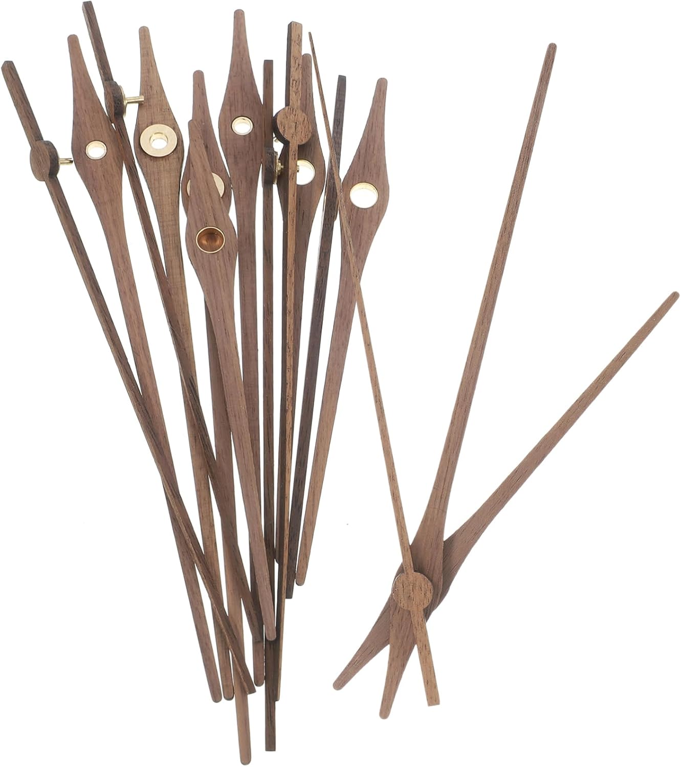 Mipcase 25sets Wooden Clock Hands for Replacement Walnut DIY Clock Hands for Repair DIY Projects