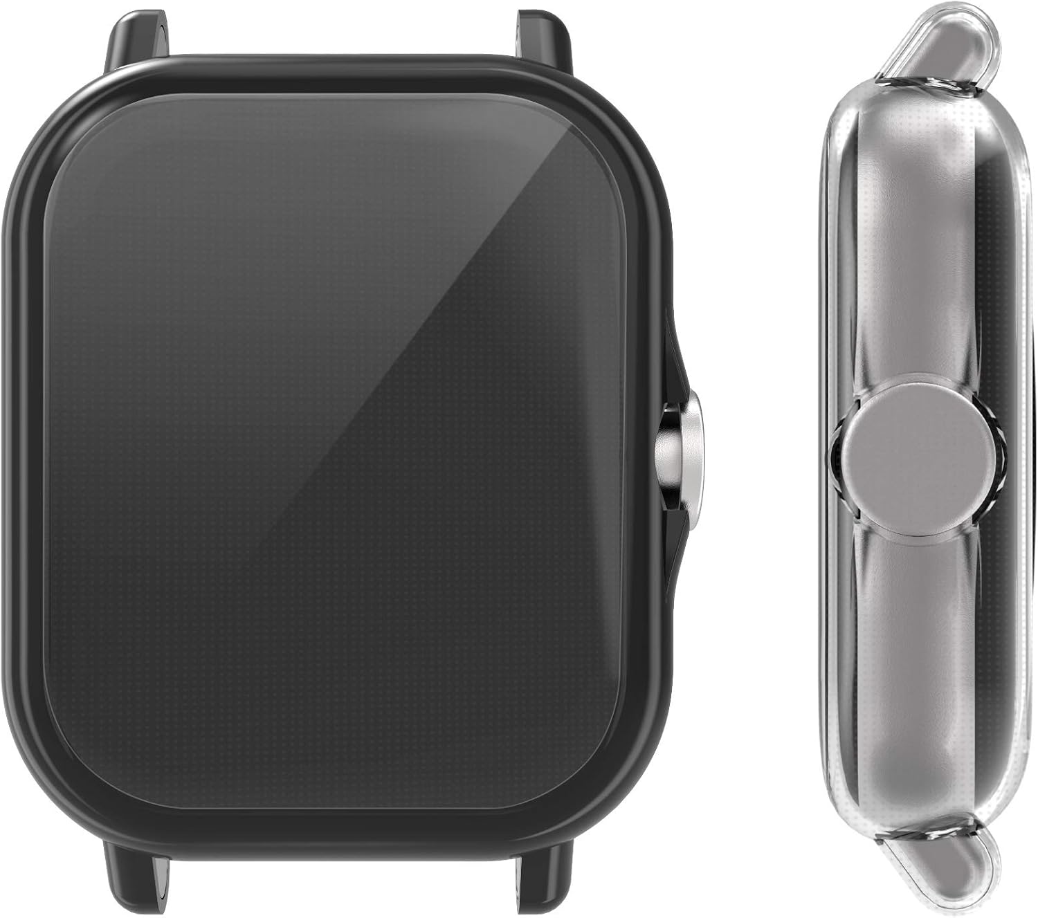 kwmobile Case Compatible with Huami Amazfit GTS 3 / GTS 2 / GTS 2e Case - 2X TPU Silicone Fitness Tracker Cover - Black/Transparent