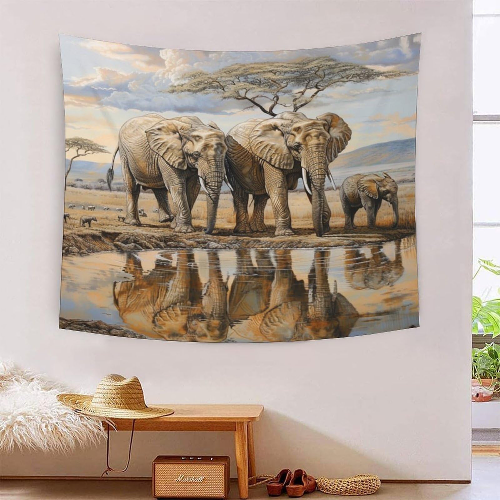 IAEXFGHJZ 3D Elephant Printed Wall Blanket Home Decoration Bedding Poster Wall Art Tapestry Tapestries Wall Hanging Soft Polyester for Bedroom,Decorations Beach Blanket College Dorm 130cmx150cm