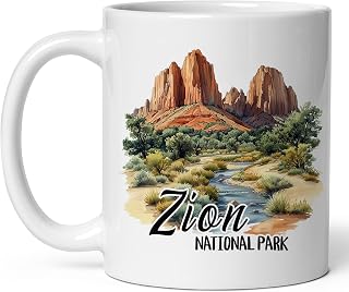 Zion National Park Utah Ceramic Coffee Mug 11oz Zion Canyon Landmark - Tea Coffee Mug with Comfortable Grip - Unique Travel Gift Cup for Office or Home - Vibrant Long-Lasting Print ID44991